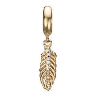 Christina Collect Gold-plated Topaz Feather Pendant open feather, model 623-G115